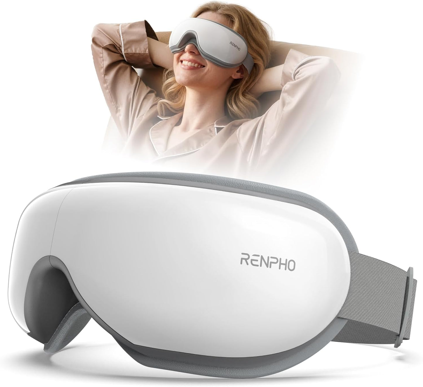 RENPHO Eyeris 1 Eye Massager with Heat, FSA Eligible HSA, Heated Eye Mask for Eye Strain, Dry Eyes & Head Tension..