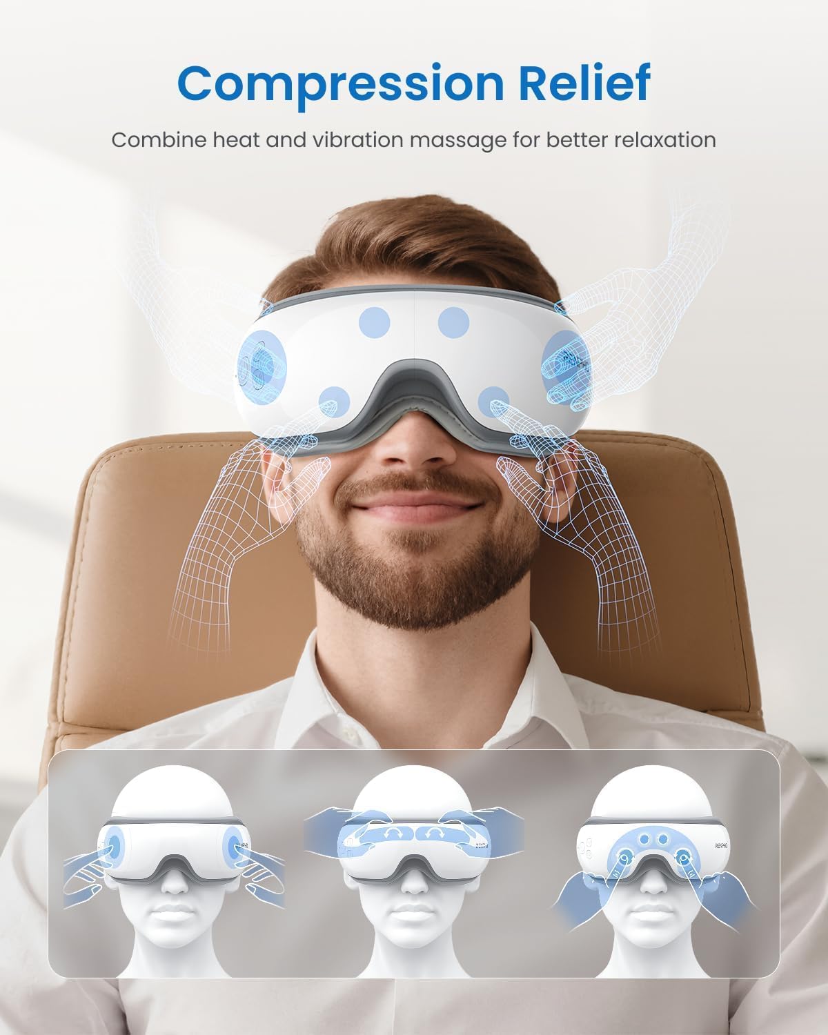 RENPHO Eyeris 1 Eye Massager with Heat, FSA Eligible HSA, Heated Eye Mask for Eye Strain, Dry Eyes & Head Tension..