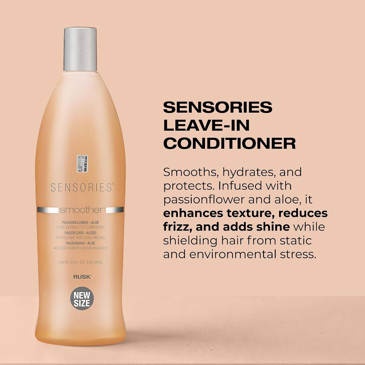 RUSK Sensories Smoother Passionflower and Aloe Smoothing, Anti-Frizz, Restore Moisture Balance, and Provides Shine..