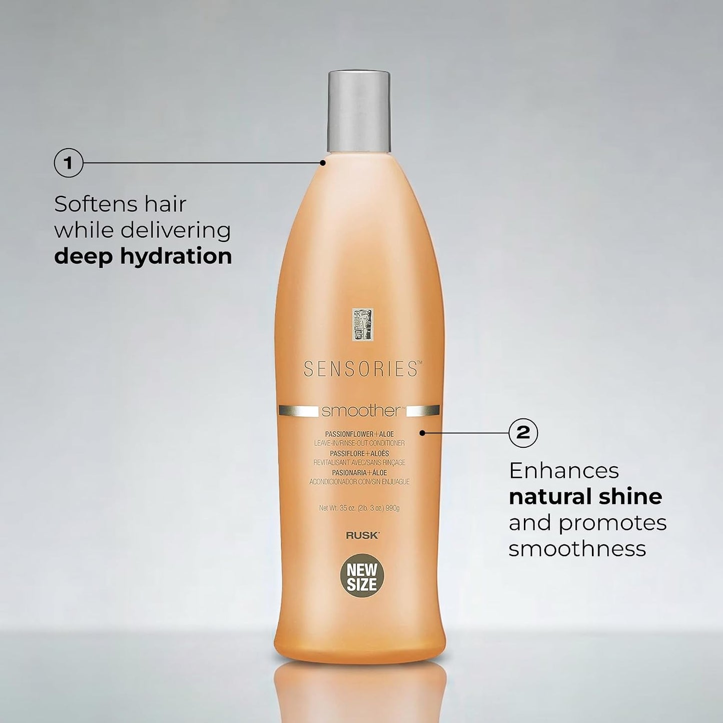 RUSK Sensories Smoother Passionflower and Aloe Smoothing, Anti-Frizz, Restore Moisture Balance, and Provides Shine..