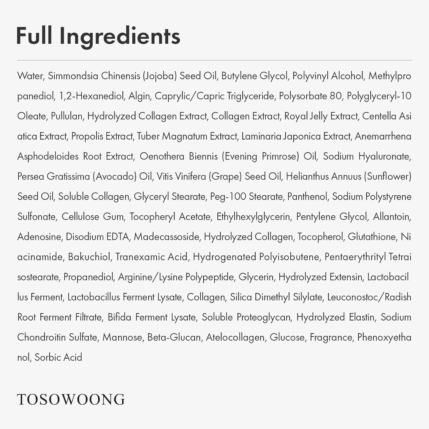 TOSOWOONG Real Collagen Fit, Hydrolyzed Collagen Wrapping Mask, Self Care, Korean Skin Care, 50ml, 1.69 fl. oz.