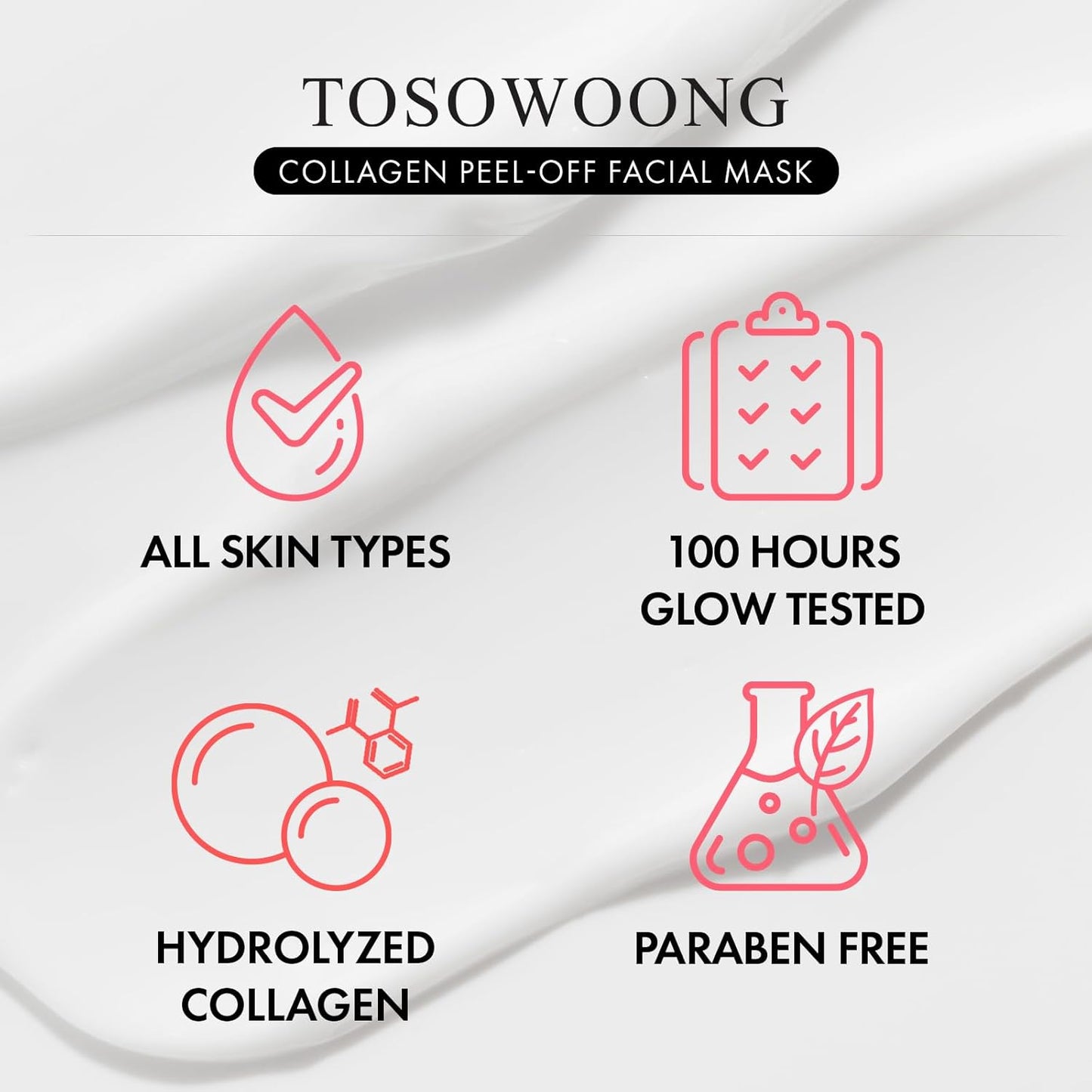TOSOWOONG Real Collagen Fit, Hydrolyzed Collagen Wrapping Mask, Self Care, Korean Skin Care, 50ml, 1.69 fl. oz.