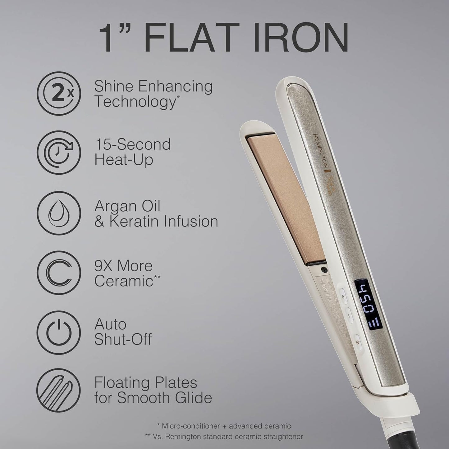 Remington Shine Therapy 1 inch Hair Straightener Iron, Flat Iron Infused with Argan Oil & Keratin...