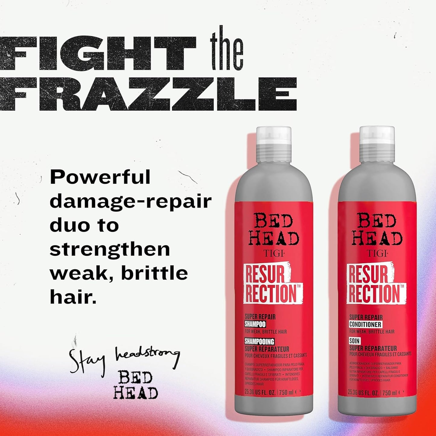 TIGI Bed Head Resurrection Hair Repair Shampoo, Maximum Strength with Resurrection Plant, 25.36 fl oz, (Pack of 2)