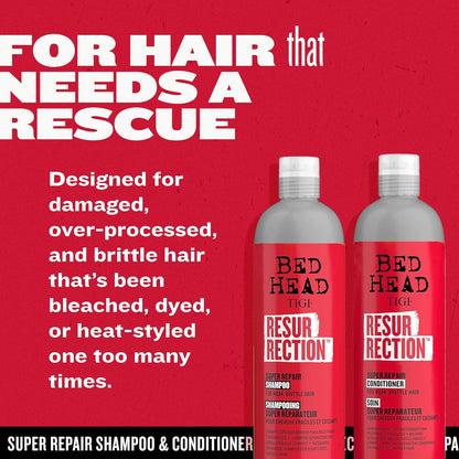 TIGI Bed Head Resurrection Hair Repair Shampoo, Maximum Strength with Resurrection Plant, 25.36 fl oz, (Pack of 2)