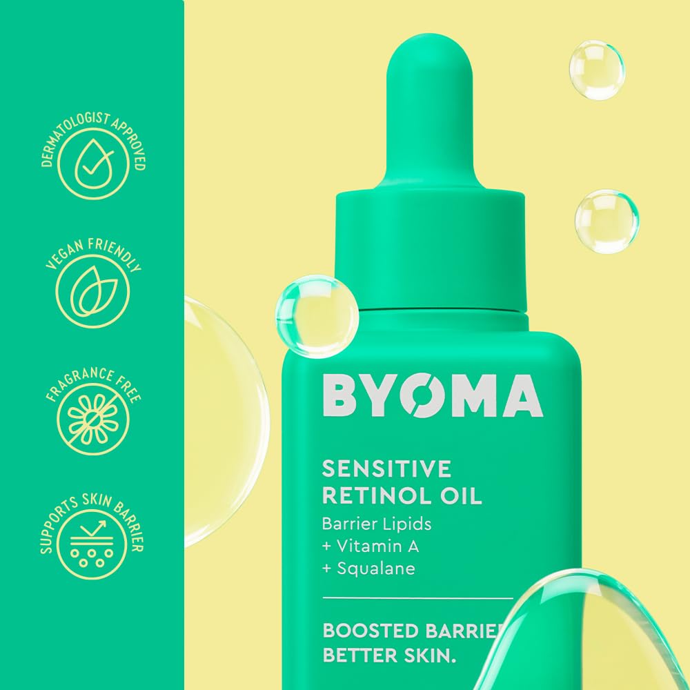 BYOMA Sensitive Retinol Oil - Face Treatment with Squalane &amp; Vitamin A - 1.01 Fl. Oz