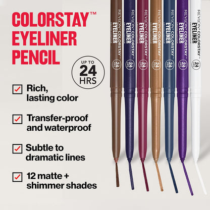 Revlon ColorStay Pencil Waterproof Eyeliner, Smudge-Proof, Eye Makeup with Built-In Sharpener..
