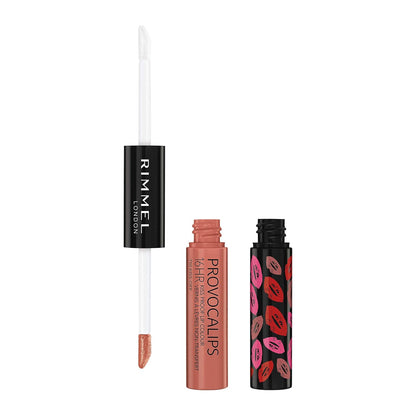 Rimmel London Provocalips 16hr Kiss-Proof Lip Color - Two-Step Liquid Lipstick to Lock in Color and Shine - 710 Kiss-Off, 0.14 Fl Oz