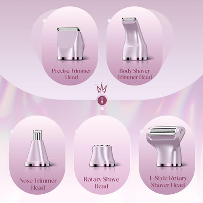 Risina 5-in-1 Bikini Trimmer for Women, Self Care Gifts, Full Body Shaver