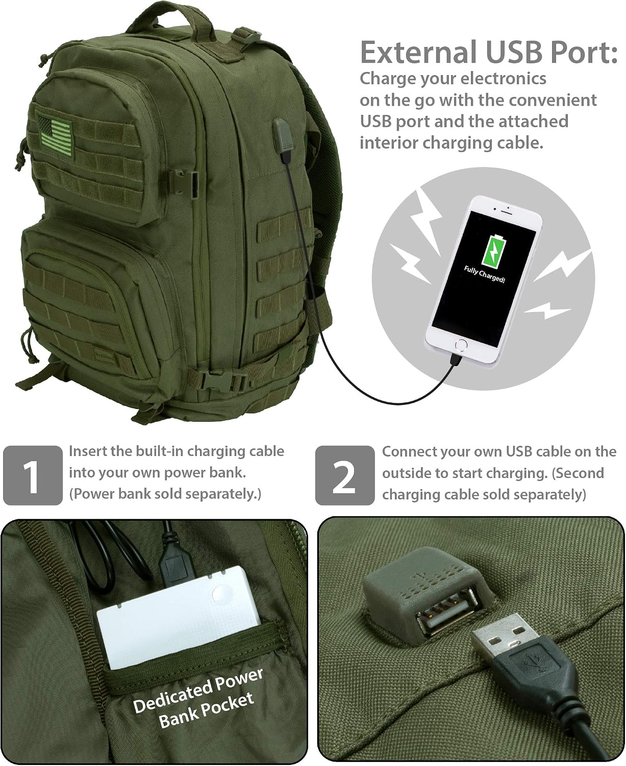 Rockland Military Tactical Laptop Backpack, Green