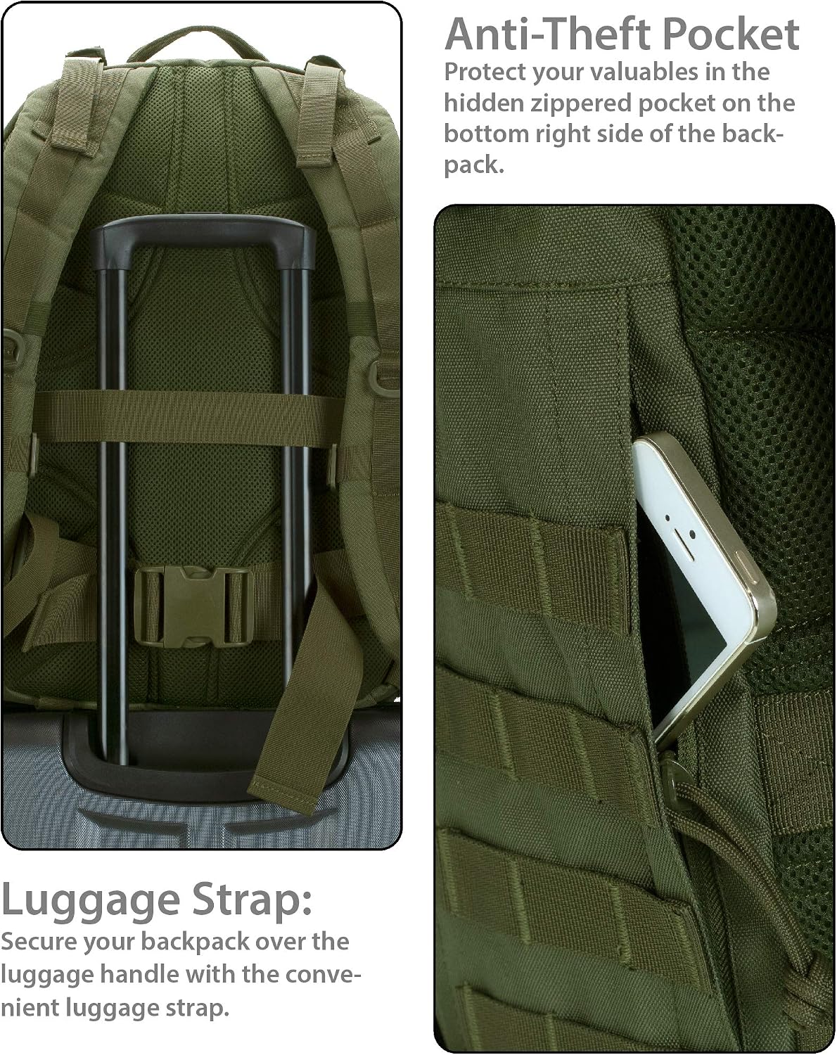 Rockland Military Tactical Laptop Backpack, Green