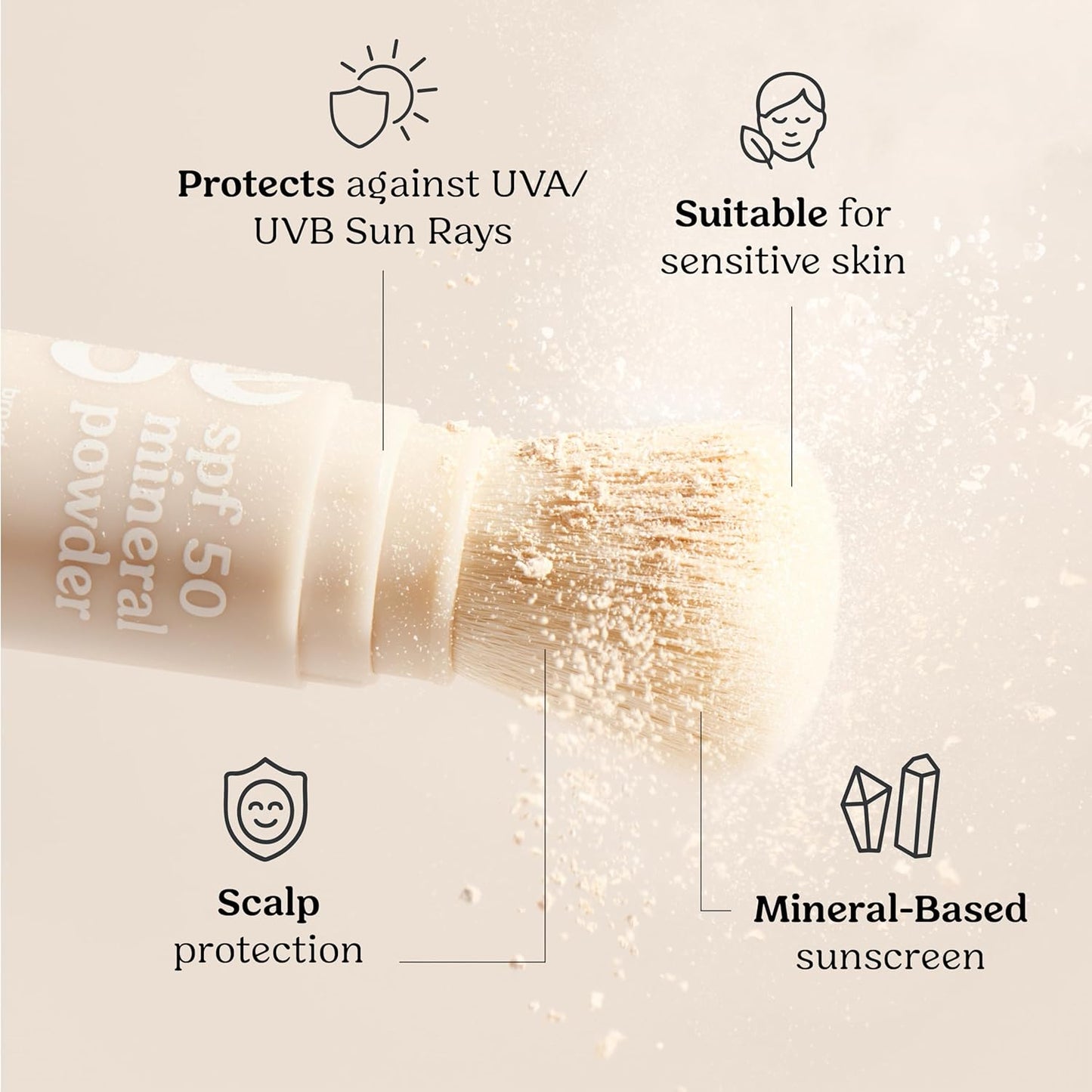 Roe Wellness- SPF 50 Powder Sunscreen Mineral-Based, Non-Toxic Brush-on For Kids, Adults & Babies..