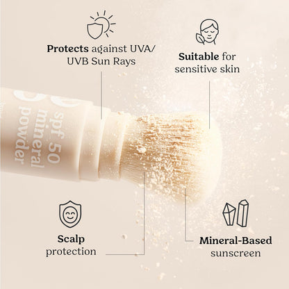 Roe Wellness- SPF 50 Powder Sunscreen Mineral-Based, Non-Toxic Brush-on For Kids, Adults & Babies..