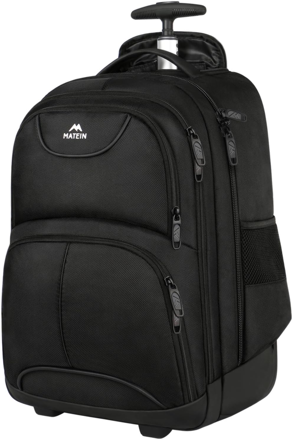 MATEIN Rolling Backpack, 17 inch Water Resistant Wheeled Laptop Backpack for Men Women Adults to Travel, Black