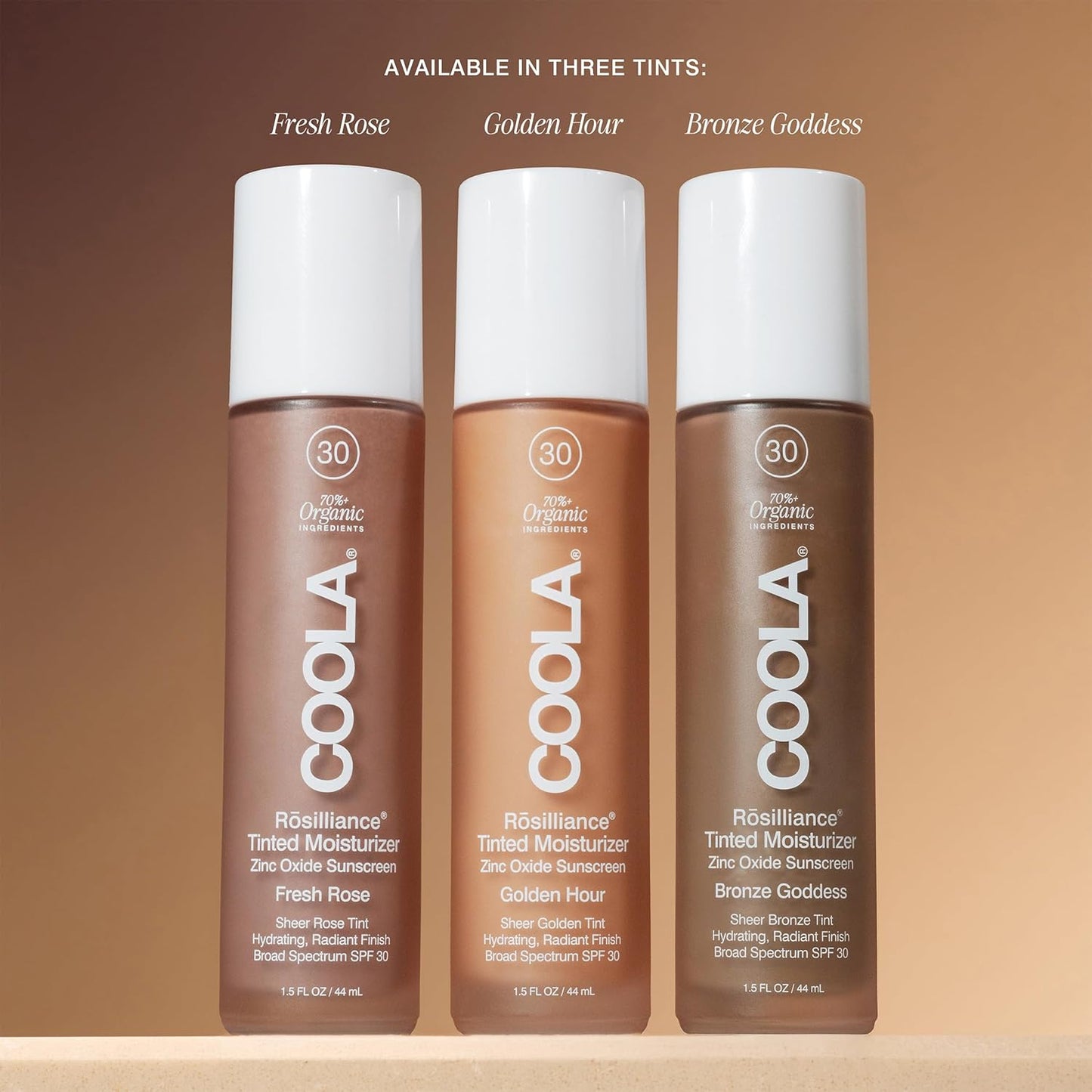 COOLA Organic Rosilliance Tinted Moisturizer with SPF 30, Dermatologist Tested, 1.5 FL Oz