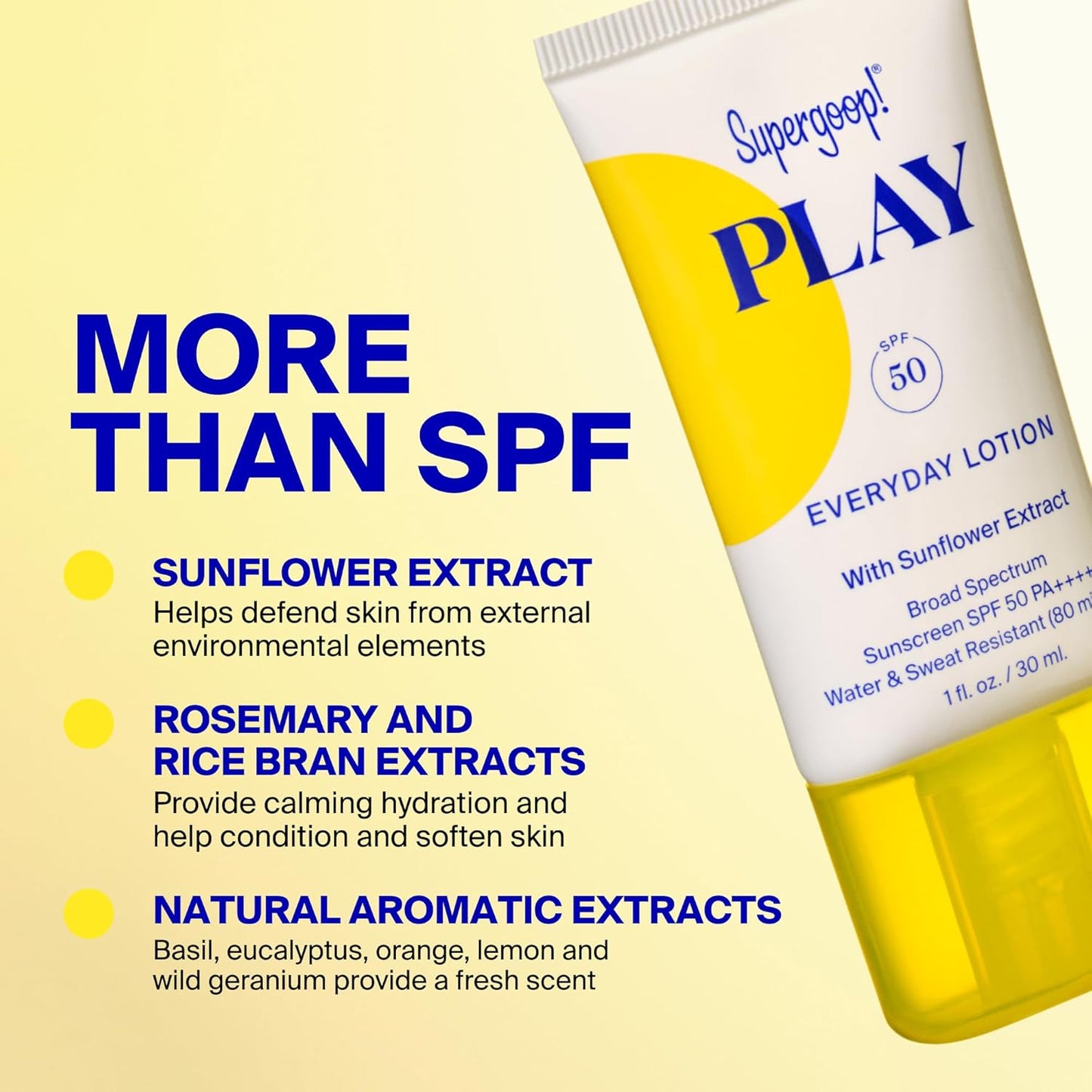 Supergoop! PLAY Everyday Lotion SPF 50 - Broad Spectrum Body & Face Sunscreen - Great for Active Days..