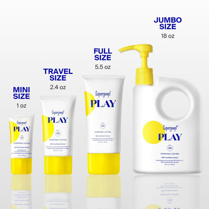 Supergoop! PLAY Everyday Lotion SPF 50 - Broad Spectrum Body & Face Sunscreen - Great for Active Days..