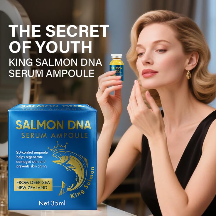 Salmon DNA Ampoule, 35ml Hydrating Microneedling Serum, Moisturizing &amp; Plumping Facial Treatment