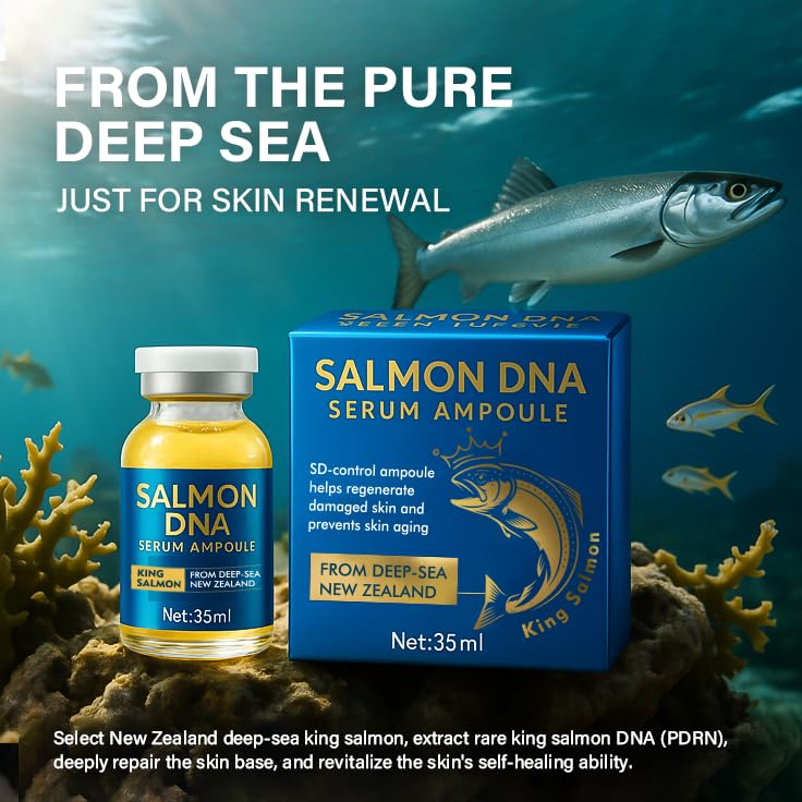 Salmon DNA Ampoule, 35ml Hydrating Microneedling Serum, Moisturizing &amp; Plumping Facial Treatment