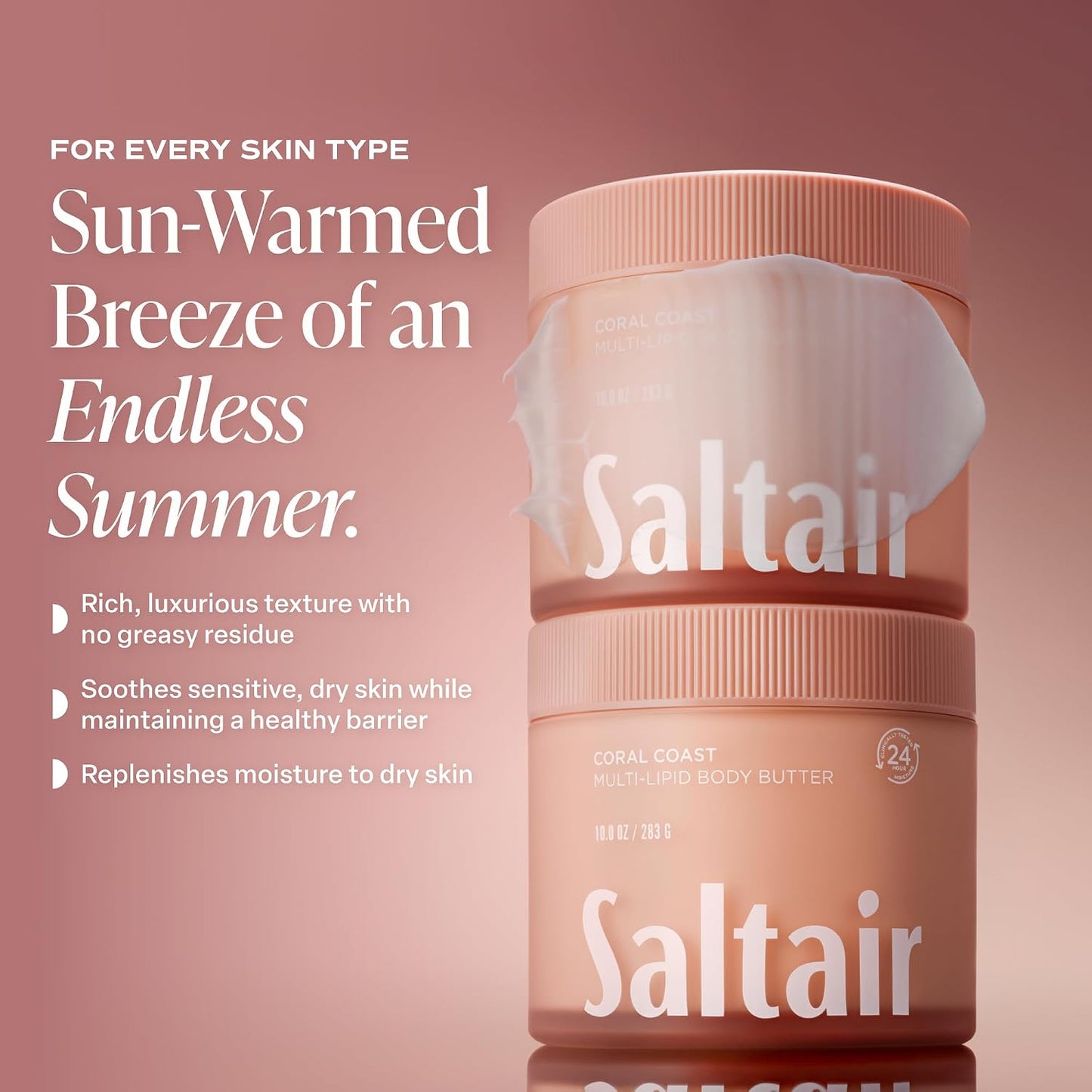 Saltair Multi-Lipid Body Butter – Hydrating 24-Hour Moisture – Body Cream for Soft Skin & Barrier Support..