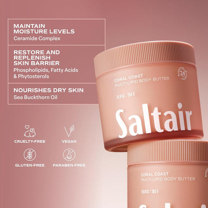 Saltair Multi-Lipid Body Butter – Hydrating 24-Hour Moisture – Body Cream for Soft Skin & Barrier Support..