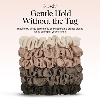 Kitsch Ultra-Petite Satin Scrunchies for Women - No Crease, Frizz-Free Sleep | Softer Than Silk Scrunchies Gentle On Hair Scrunchies..