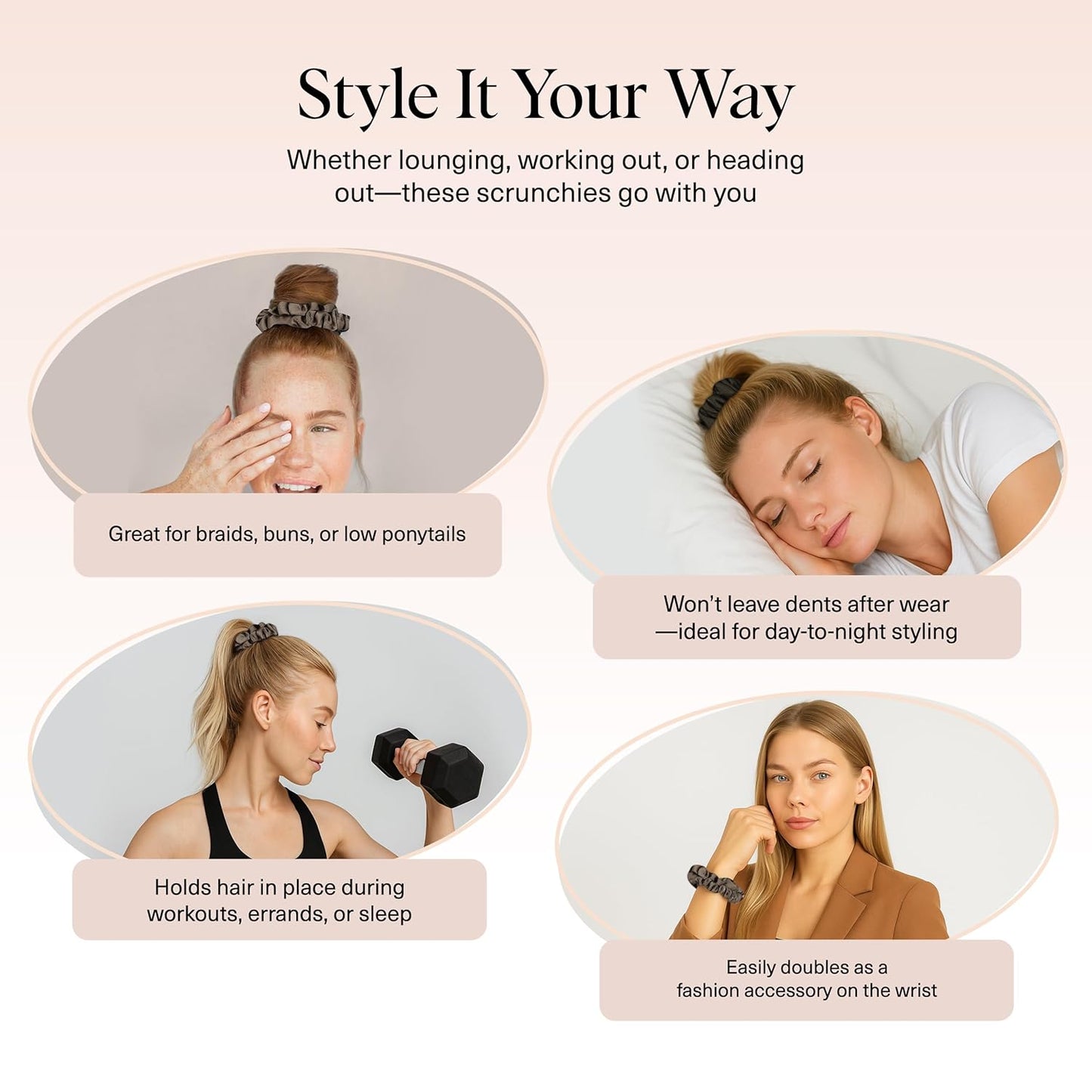 Kitsch Ultra-Petite Satin Scrunchies for Women - No Crease, Frizz-Free Sleep | Softer Than Silk Scrunchies Gentle On Hair Scrunchies..