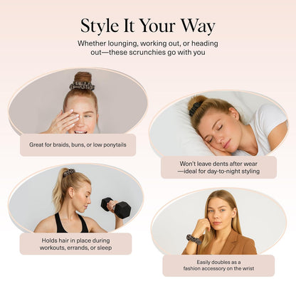 Kitsch Ultra-Petite Satin Scrunchies for Women - No Crease, Frizz-Free Sleep | Softer Than Silk Scrunchies Gentle On Hair Scrunchies..
