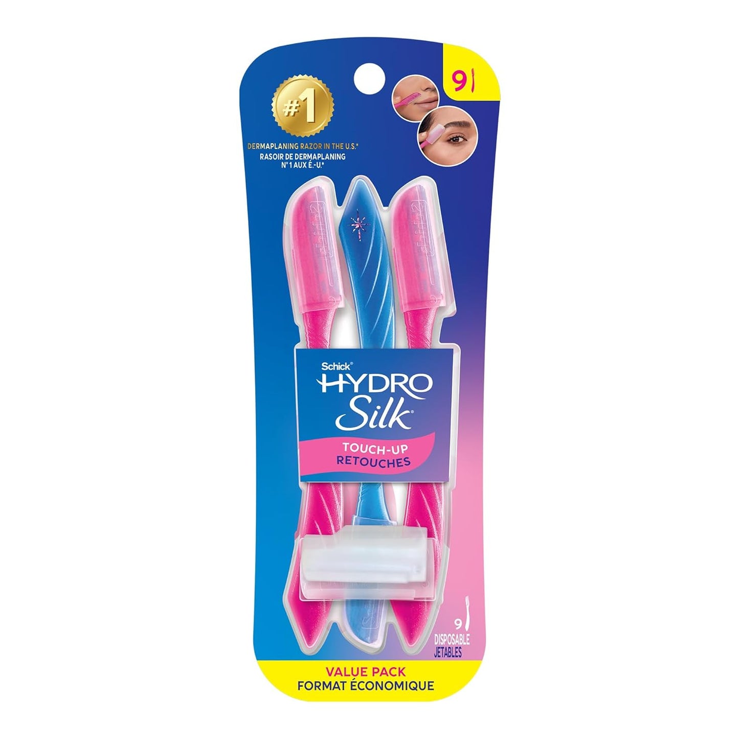 Schick Hydro Silk Touch-Up Dermaplane Razor with Precision Cover, 9ct | Dermaplaning Tool for Face, Facial Razor for Women..