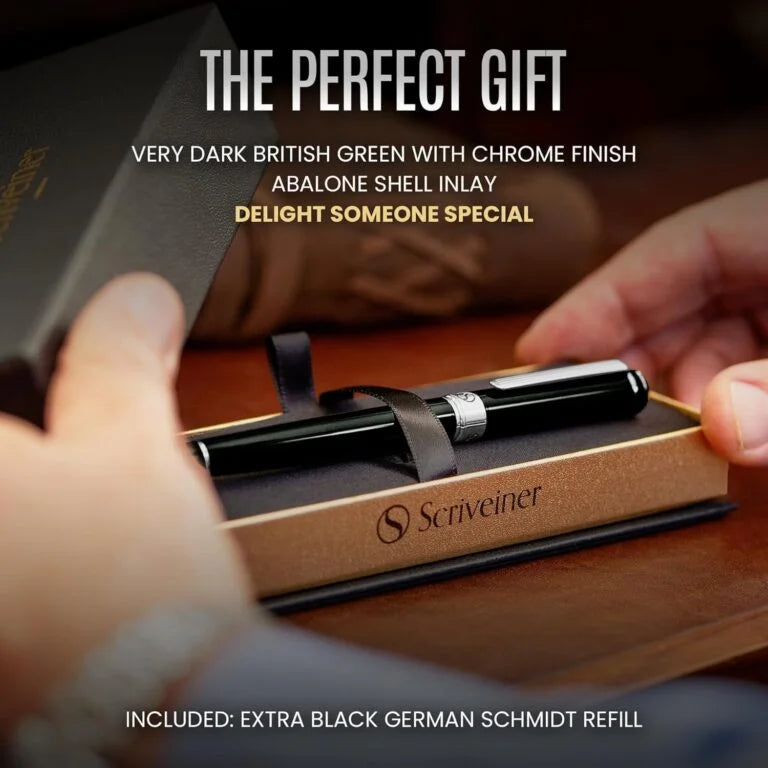 Scriveiner Black Green Rollerball Pen – Stunning Luxury Pen