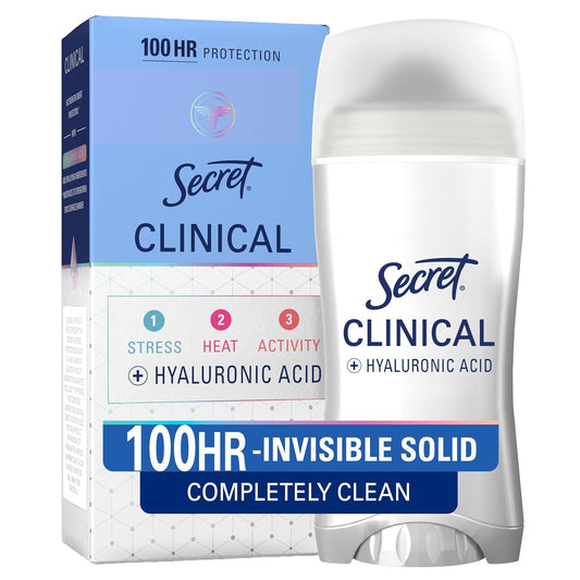 Secret Clinical Strength Invisible Solid Antiperspirant Deodorant for Women, 100HR Sweat & Odor Protection..