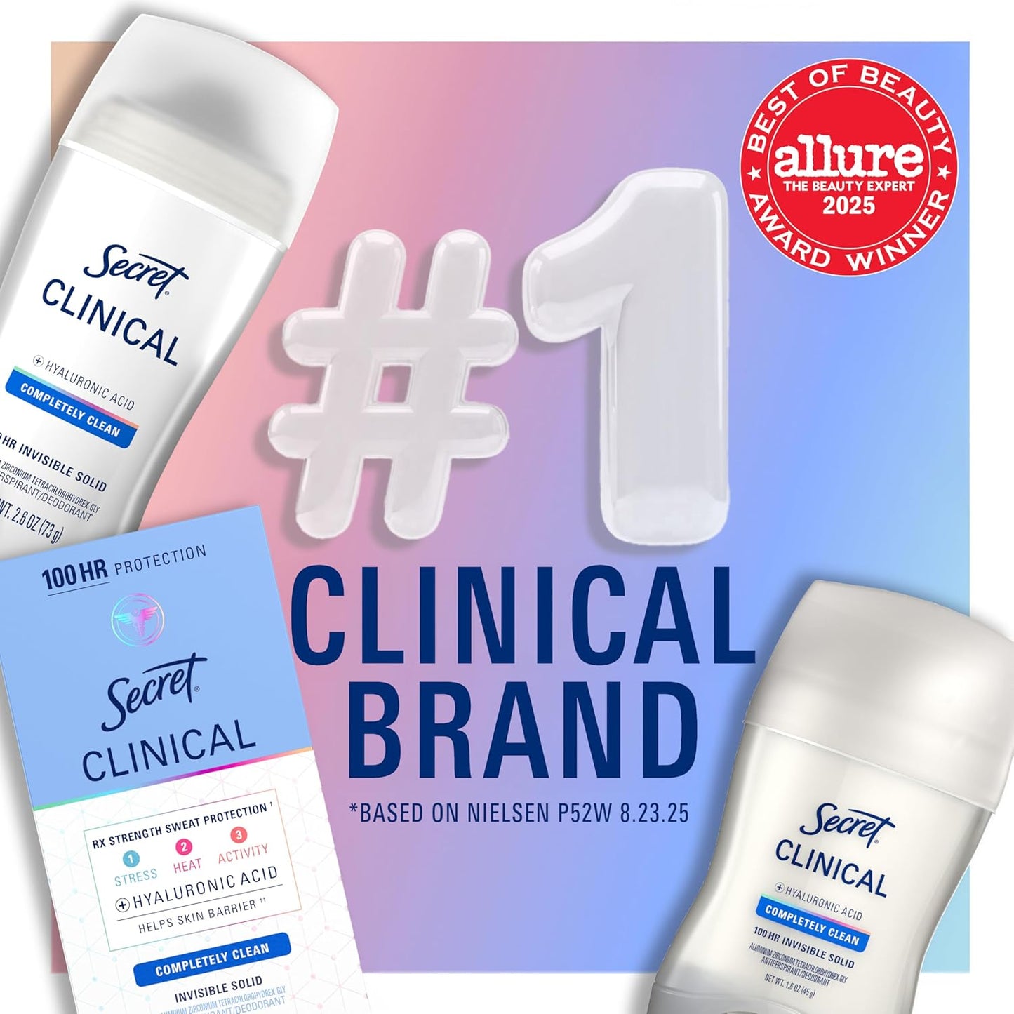 Secret Clinical Strength Invisible Solid Antiperspirant Deodorant for Women, 100HR Sweat & Odor Protection..