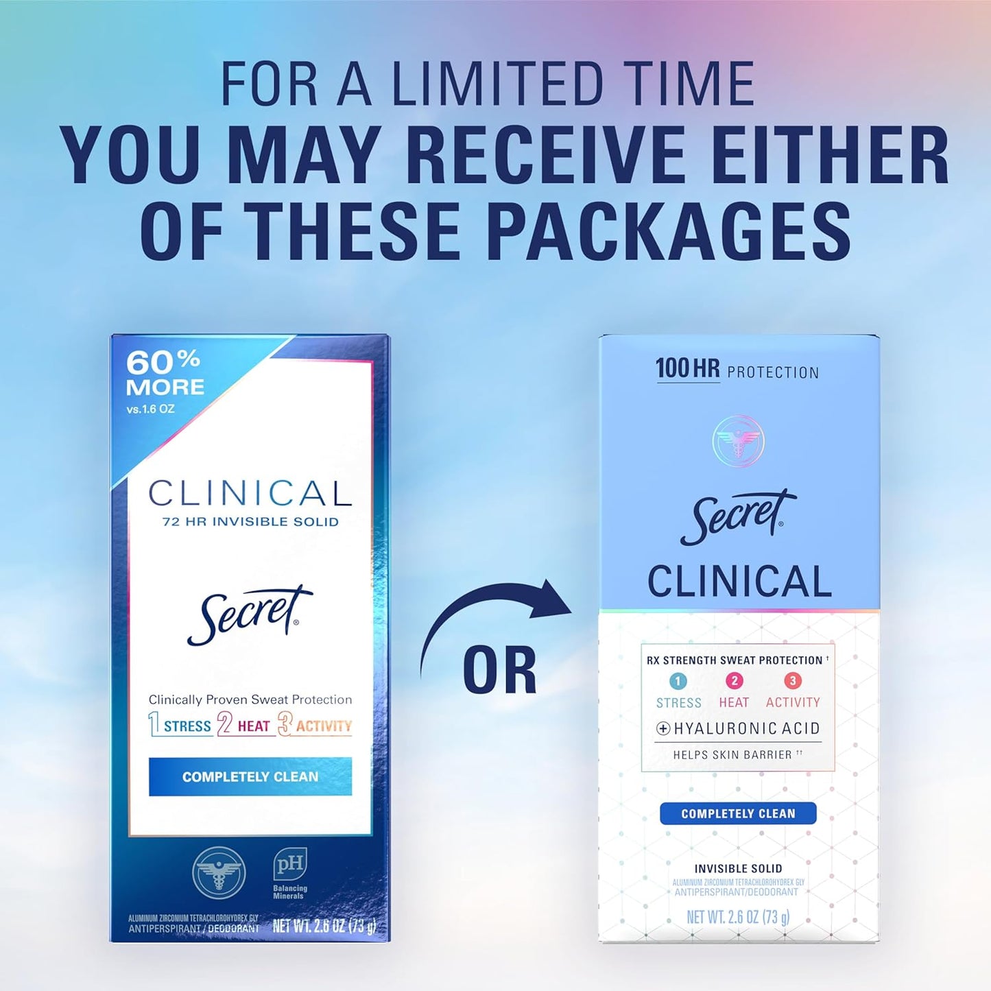 Secret Clinical Strength Invisible Solid Antiperspirant Deodorant for Women, 100HR Sweat & Odor Protection..