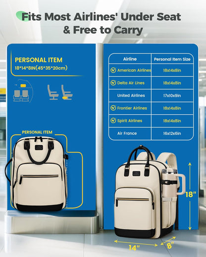 MATEIN HER Underseat Backpack for Frontier Airlines with Removable Shoe Compartment,3 Set