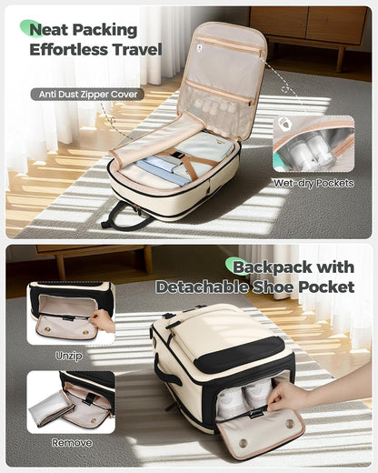 MATEIN HER Underseat Backpack for Frontier Airlines with Removable Shoe Compartment,3 Set