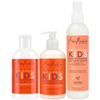 SheaMoisture Kids Shampoo & Conditioner, Mango & Carrot + Detangler Spray