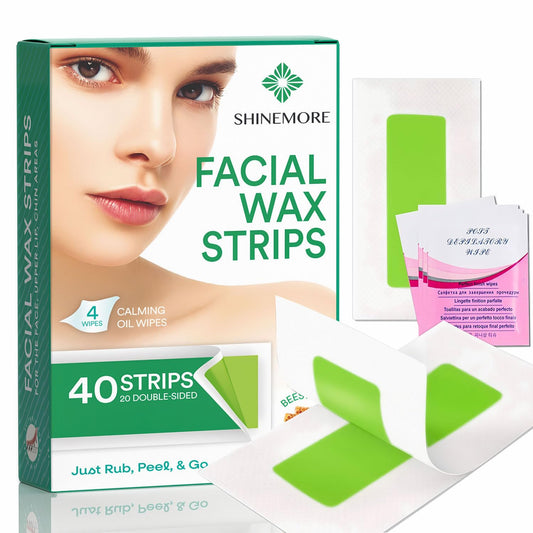 ShineMore Facial Wax Strips for Hair Removal - Hypoallergenic for All Skin Types - Gentle and Fast-Working for Face..