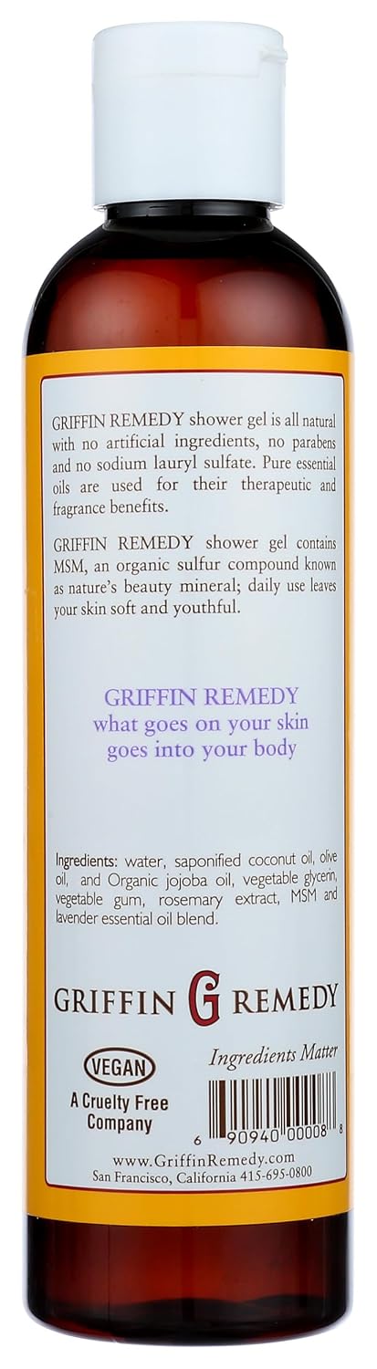 Griffin Remedy Shower Gel - All-Natural Calming Lavender Essential Oils and Organic MSM, Aromatherapy..