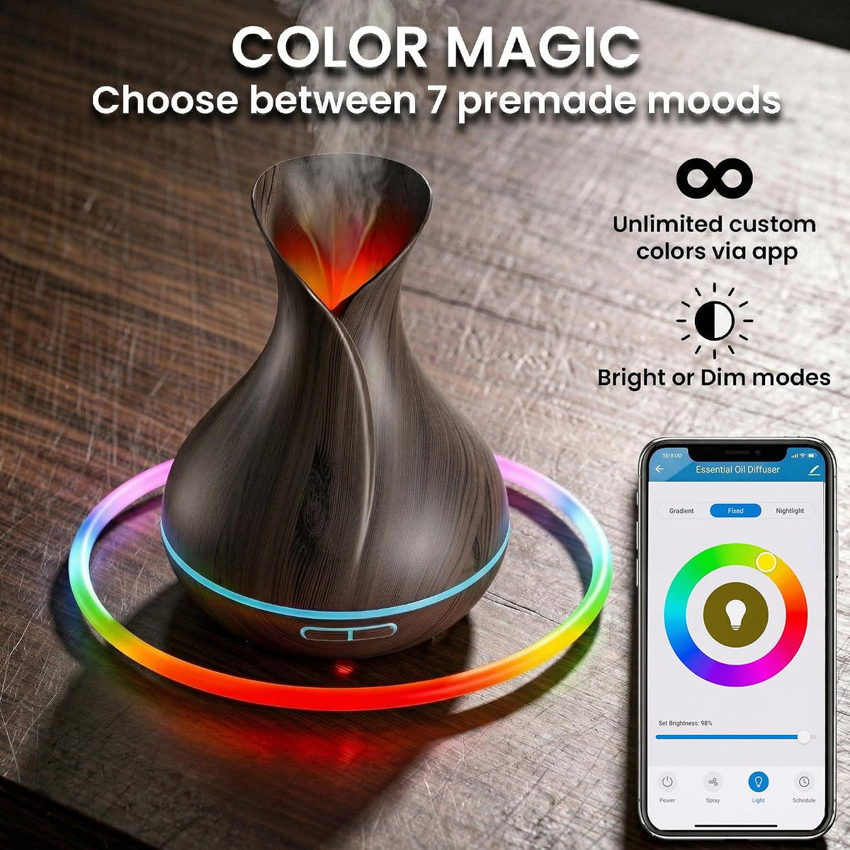 ierra Modern Home Smart WiFi Humidifier - Aromatherapy Essential Oil Diffusers with App Control & Voice Control..