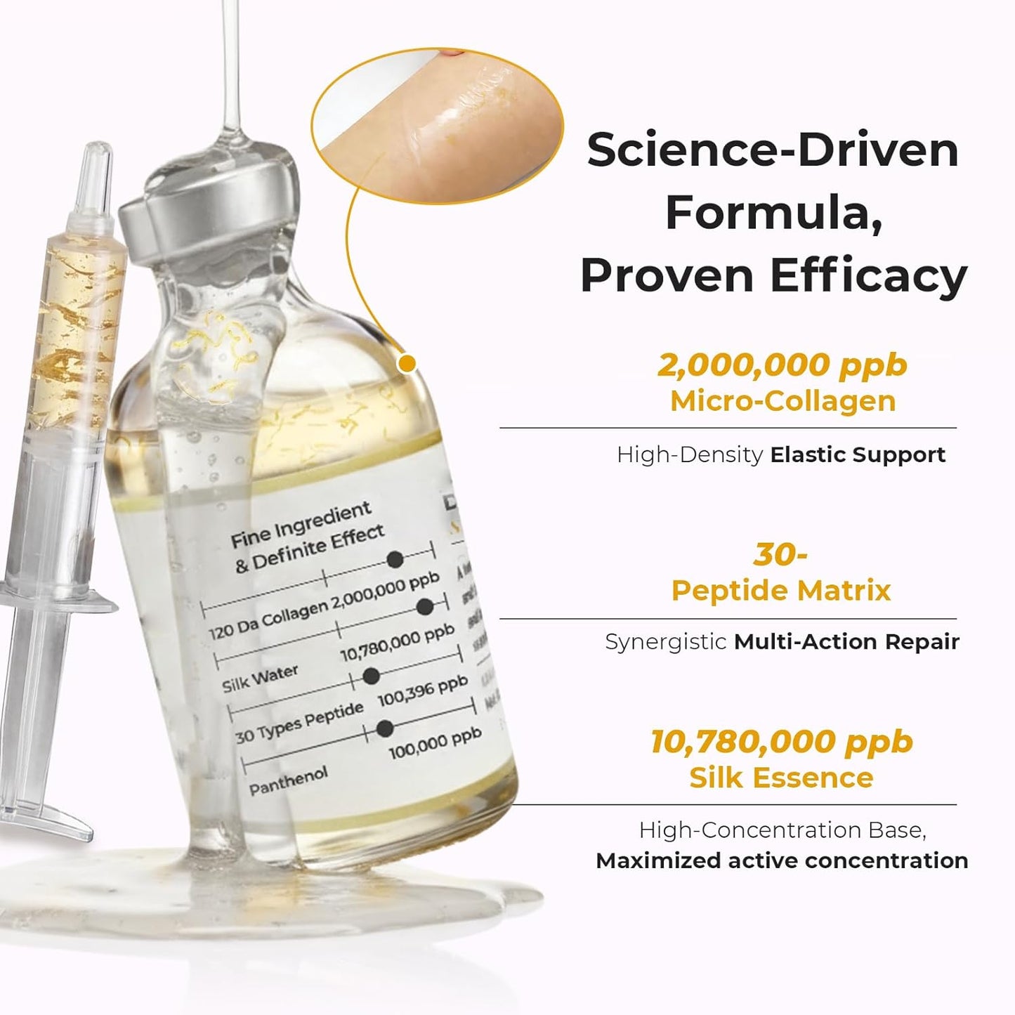 Deep Collagen Silk Peptides Serum for Face &amp; Neck - Korean Skincare Anti-Aging Essence with Peptide..