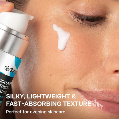 SimplyVital Collagen, Retinol &amp; Hyaluronic Acid Serum - Anti-Aging Moisturizer for Face, Neck & Décolleté