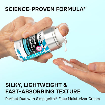 SimplyVital Collagen, Retinol &amp; Hyaluronic Acid Serum - Anti-Aging Moisturizer for Face, Neck & Décolleté