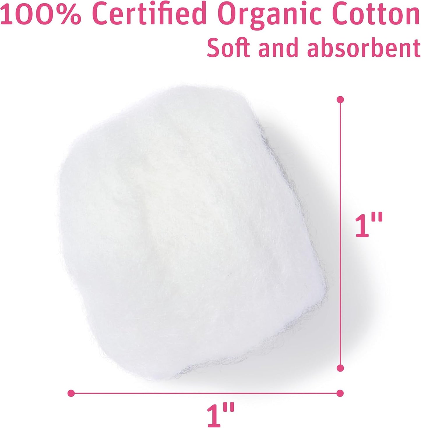 Simply Soft Premium Organic Cotton Balls, 600 Count (3 Bags) 100% Pure Cotton..