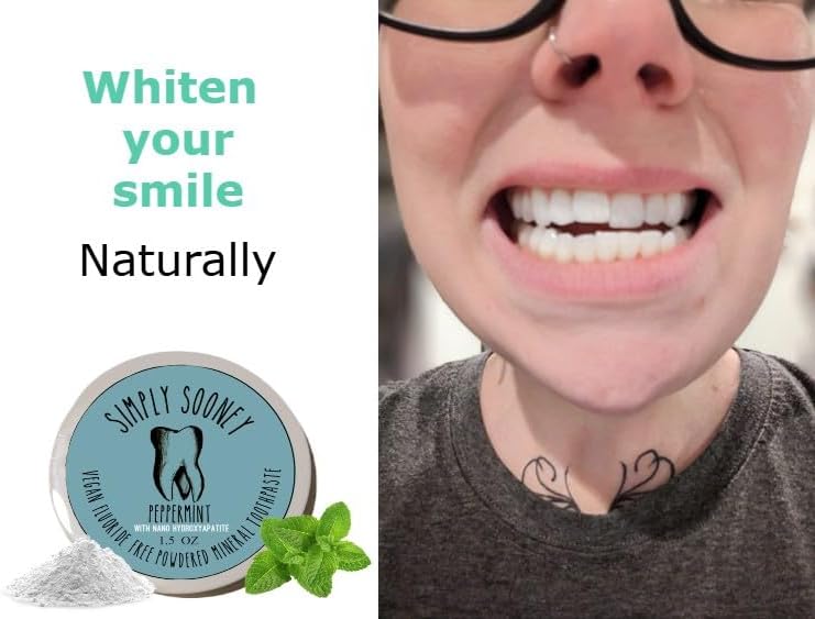 Simply Sooney Remineralizing Vegan Mineral Tooth Powder I Peppermint Nano-hydroxyapatite Formula..