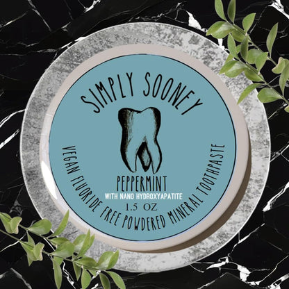 Simply Sooney Remineralizing Vegan Mineral Tooth Powder I Peppermint Nano-hydroxyapatite Formula..