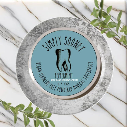 Simply Sooney Remineralizing Vegan Mineral Tooth Powder I Peppermint Nano-hydroxyapatite Formula..