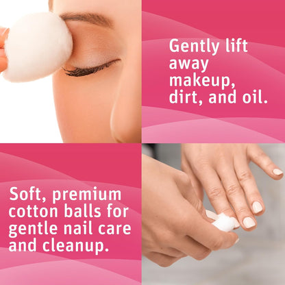Simply Soft Premium Cotton Balls (600 Count), 100% Pure Cotton, Large Cotton Balls for Face and Nail Polish Remover