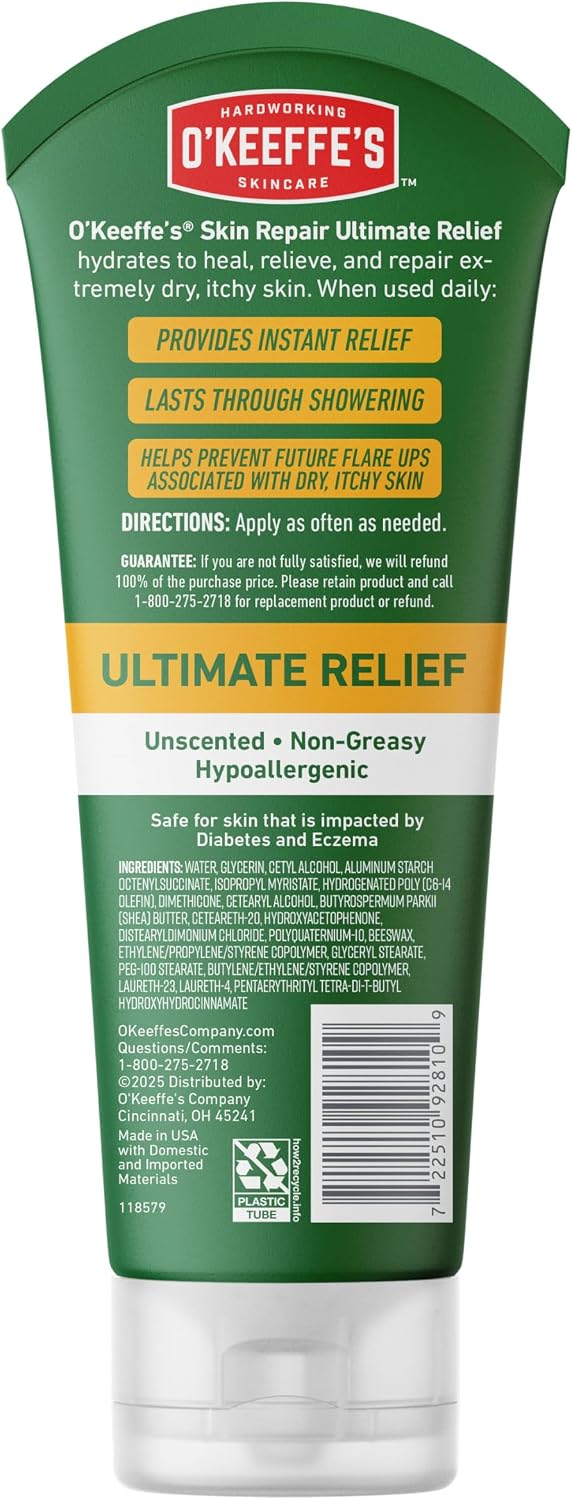 O'Keeffe's Skin Repair Ultimate Relief Body Cream, 7oz Tube | For Extreme Dryness, 48 Hours of Hydration, Contains Shea Butter..