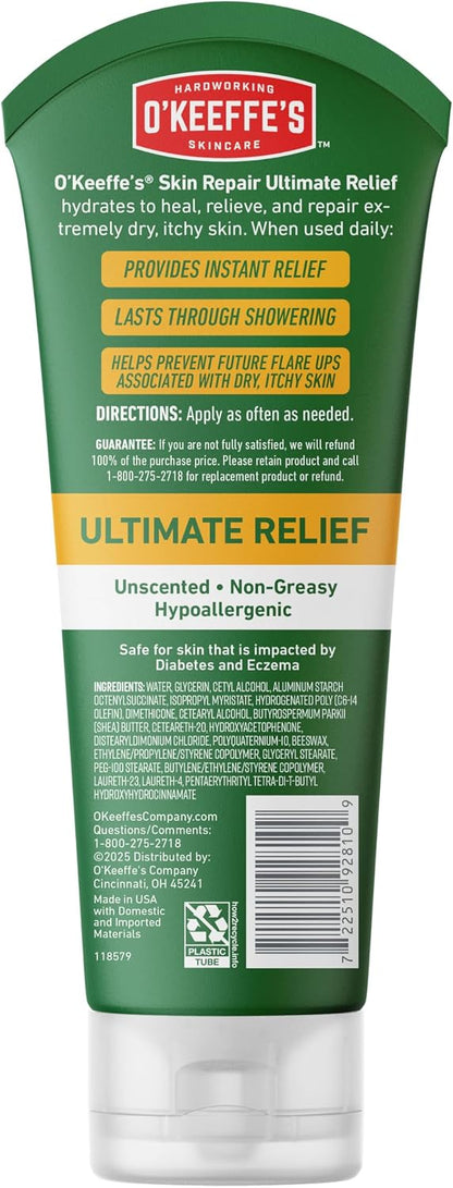 O'Keeffe's Skin Repair Ultimate Relief Body Cream, 7oz Tube | For Extreme Dryness, 48 Hours of Hydration, Contains Shea Butter..