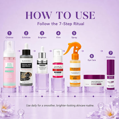 Skincare Routine Set - Facial Care Kit with Cleanser, Serums